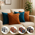 Kit 04 Almofadas Cheias em  Suede Drapeada  45×45 cm
