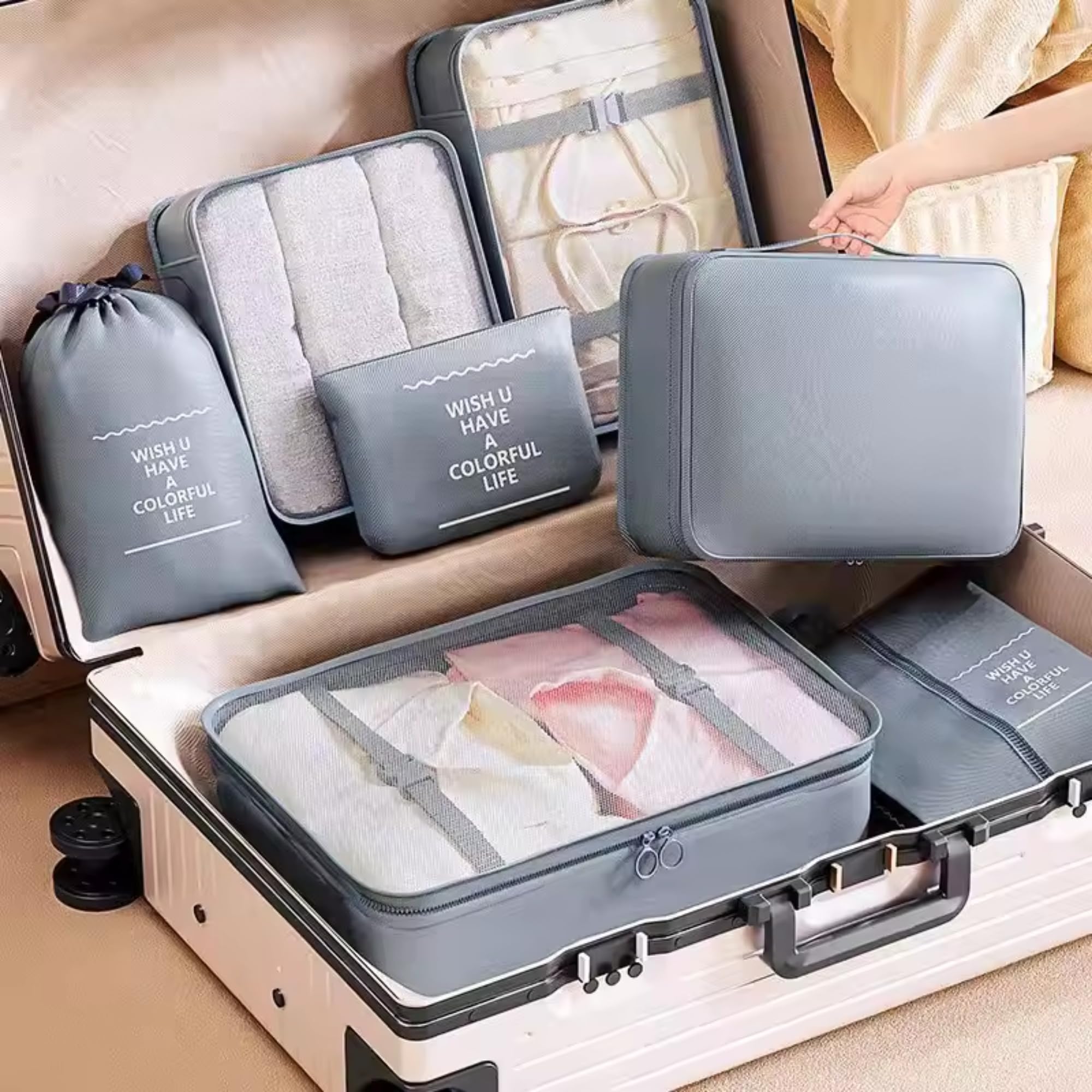 Kit 7 Bolsas Organizadoras para Mala de Viagem