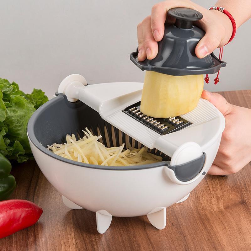 Ralador Cortador com Bacia Escorredor para Legumes 7 em 1