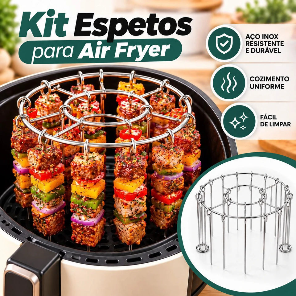 Kit Espetos Air Fryer com Suporte - BLACK FRIDAY