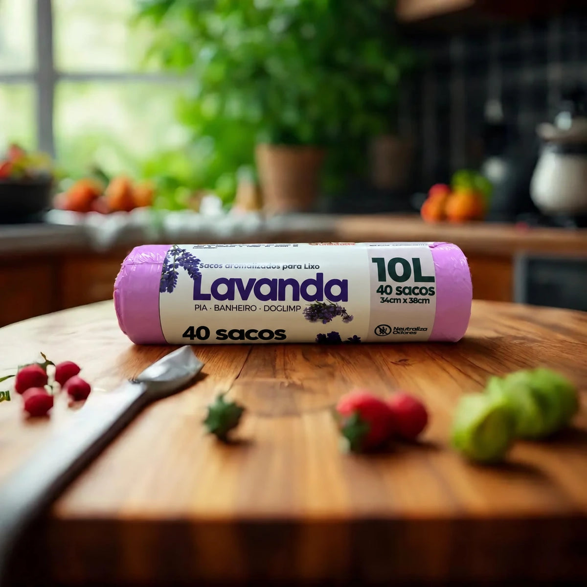 Saco de Lixo Perfumado Lavanda 40 Unidades Plástico Anti-Odores - 50% OFF