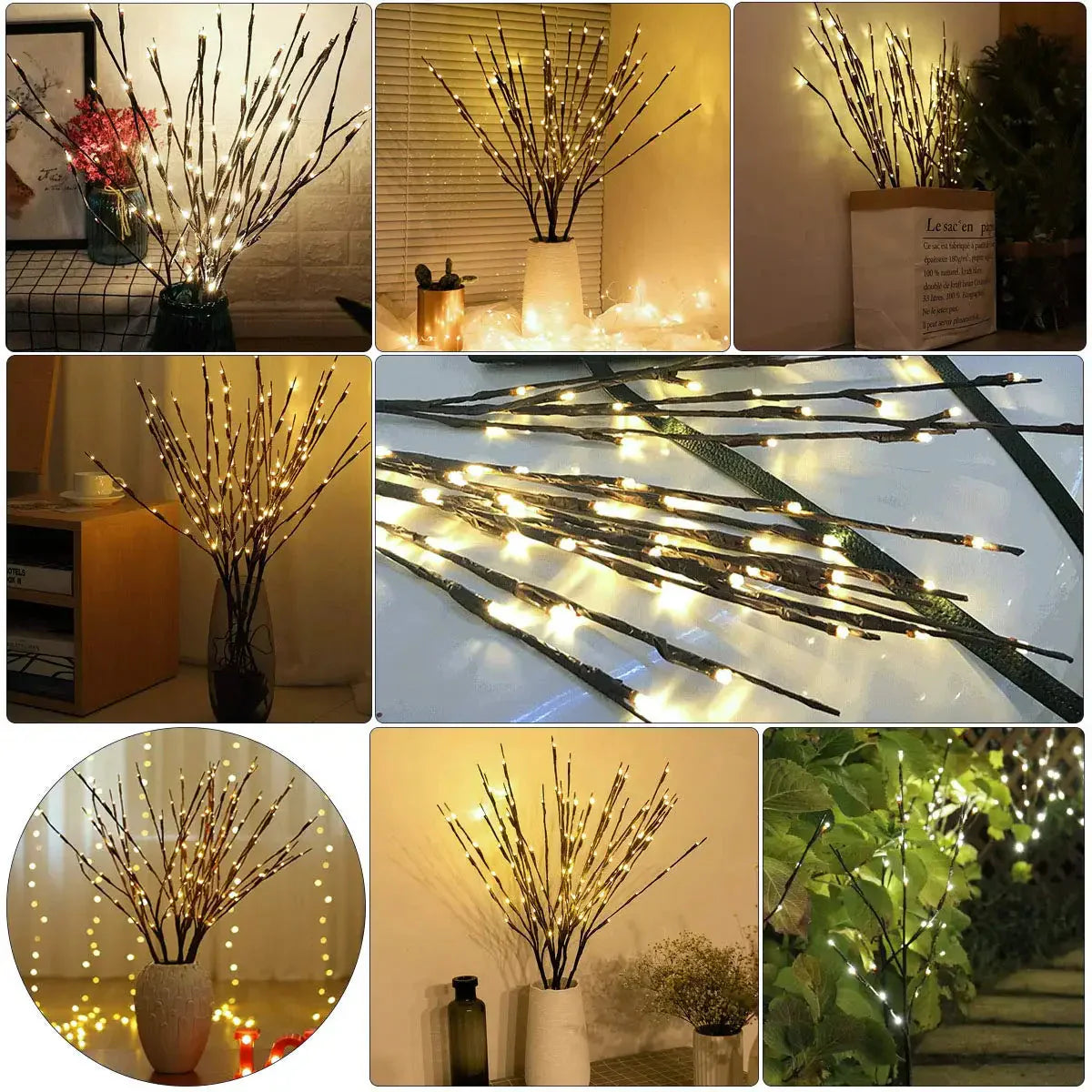 Ramos de Salgueiro com LED – Iluminação Natural e Sofisticada