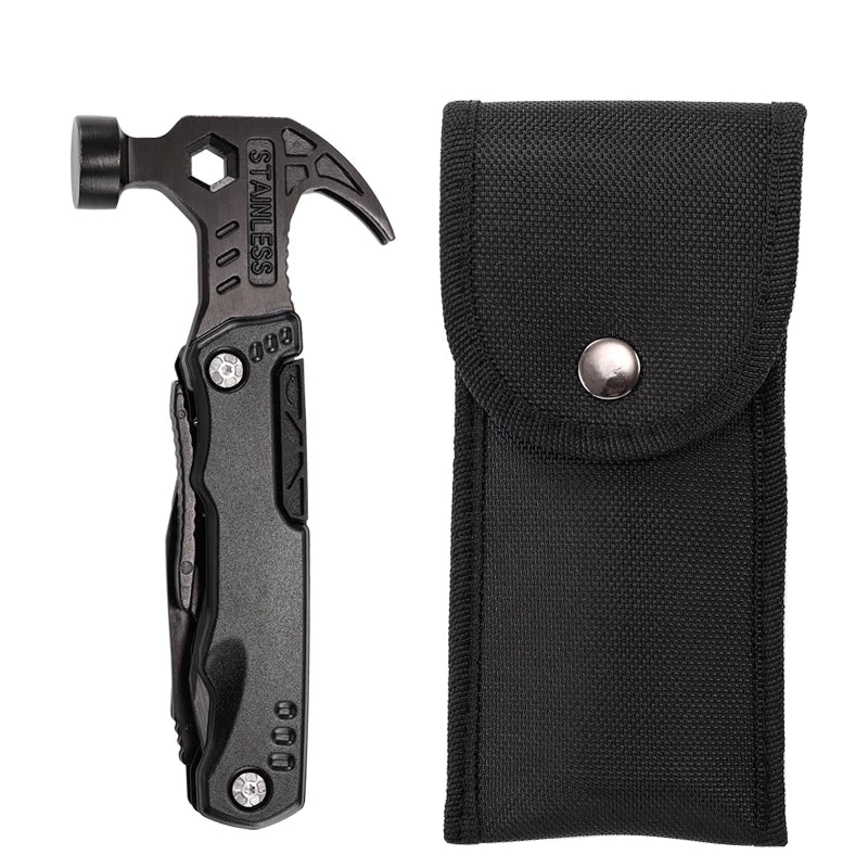 Martelo Portátil Multifuncional Garra Ao Ar Livre Camping Adventure Survival Kit Com Bolsa de Nylon.