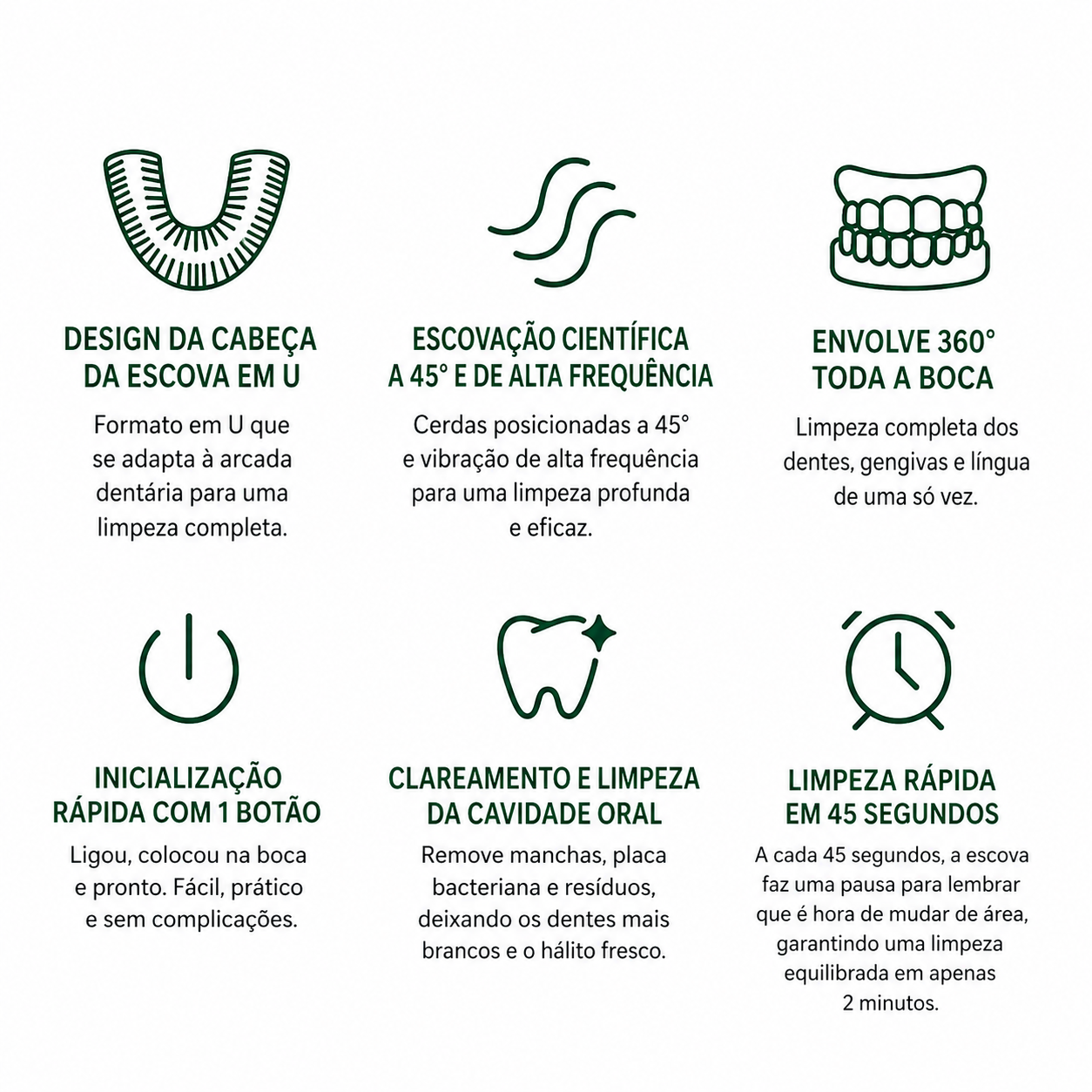 Escova de Dente UPX7 I Elétrica Automática 360°