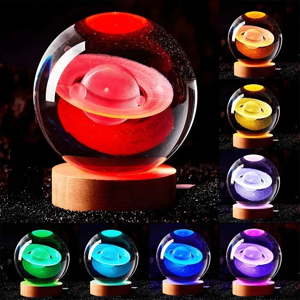 Luminária 3D de Cristal com LED Multicolor